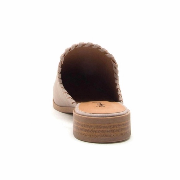 Taupe stitch detail mule ballerina flats - Picture 6 of 8